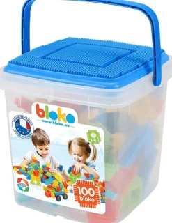 BLOKO Construction Games|Baril 100 pcs bleu